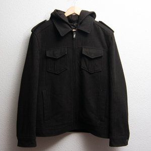 Guess Mens Hooded Peacoat Double Lined Size L